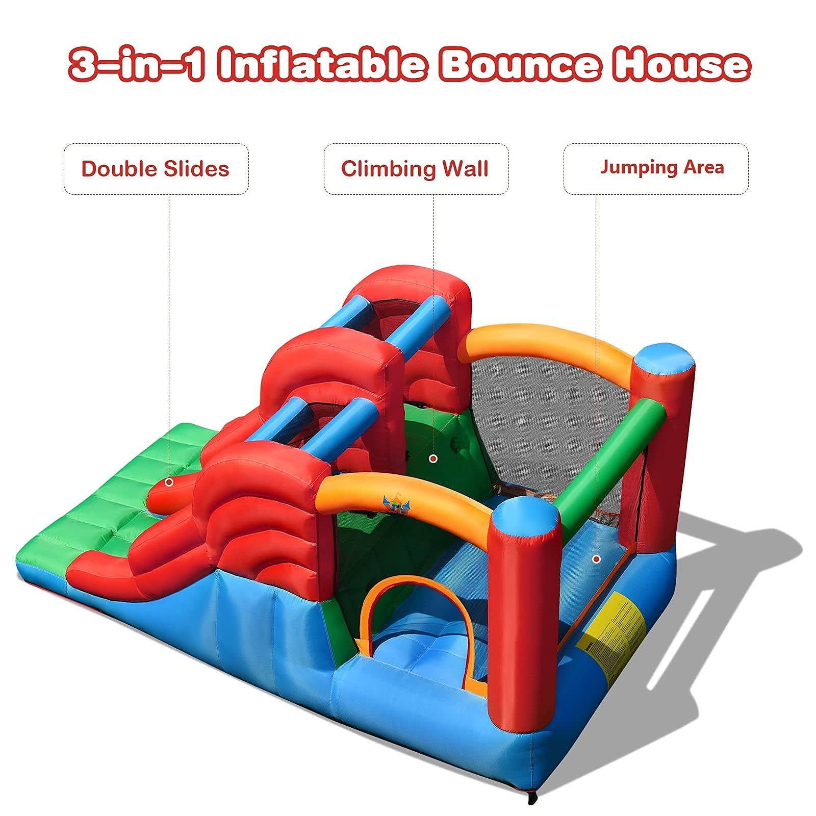 BOUNTECH Inflatable Bounce House | Kids Bouncy Castle with Slide & Climbing Wall & Jumping Area