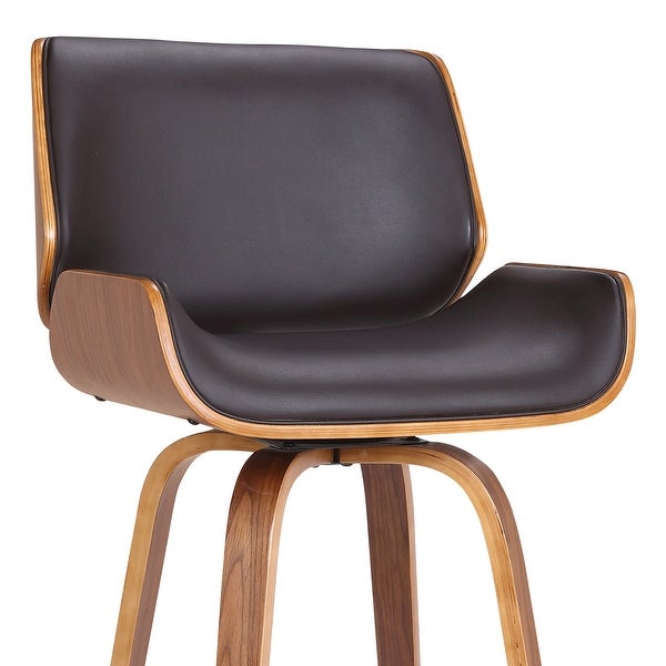 Tyler Mid-Century Modern Swivel Counter/Bar Stool in Faux Leather and Wood