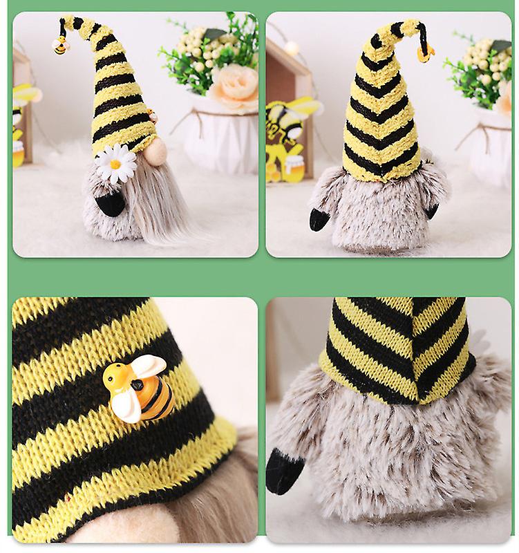 Bee Stripe Pattern Knitted Stripe Faceless Doll With Large Nose Doll Decoration