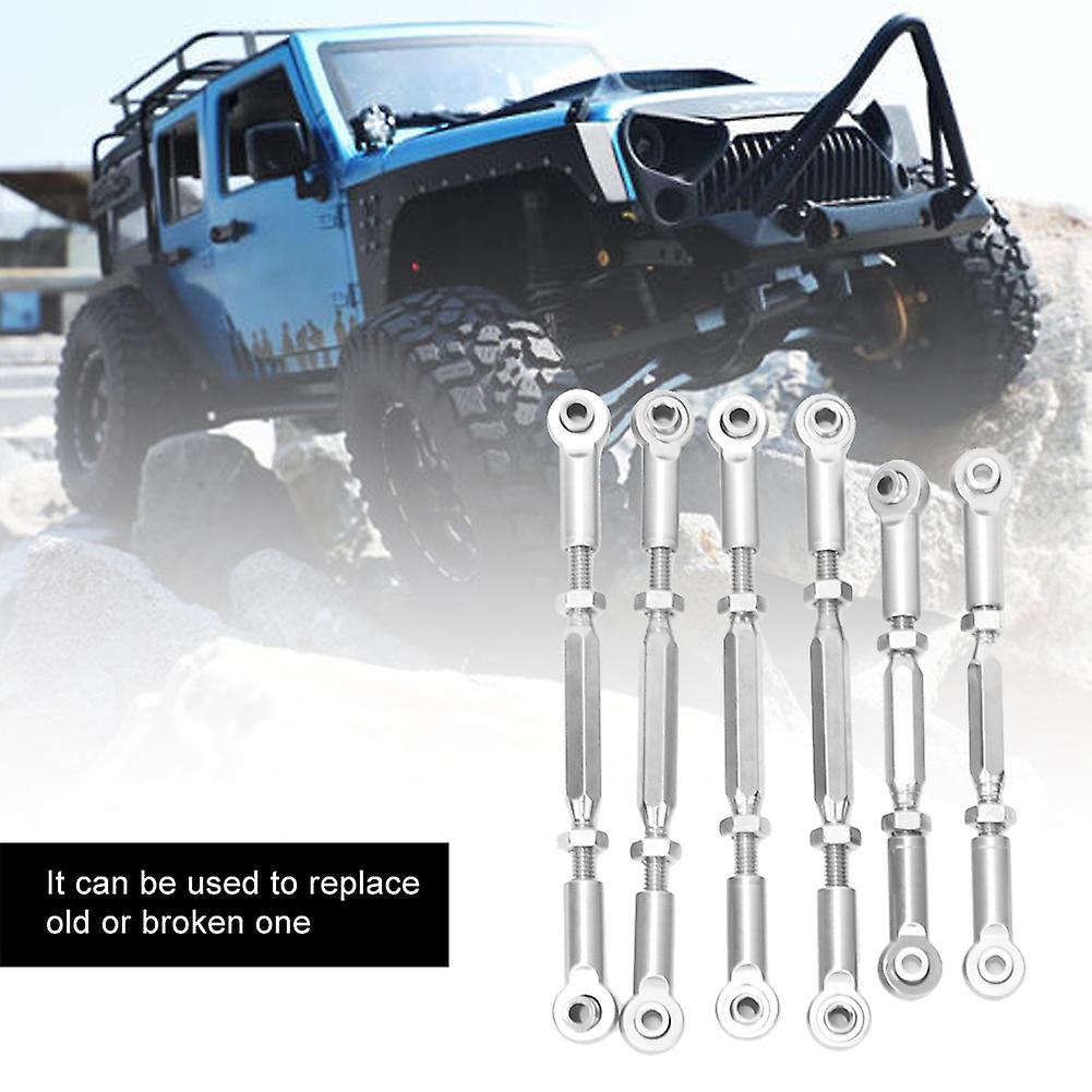 6pcs Rc Car Pull Rod Set Upgraded Accessories Fit For Ecx 1/10 2wd Rc Hobby Carsilver For Ecx1046s