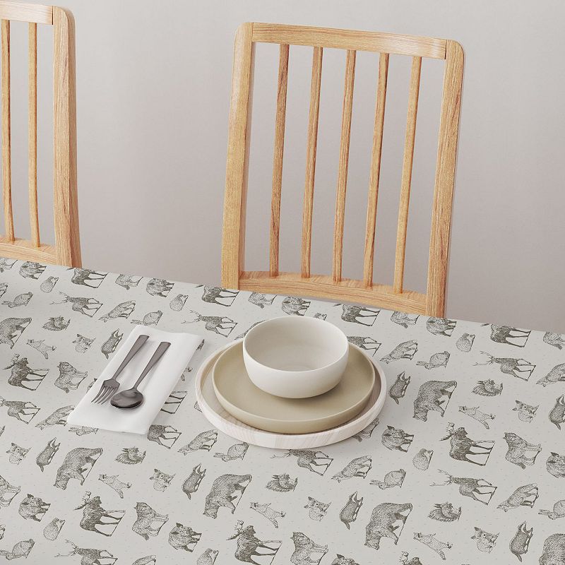 Square Tablecloth， 100% Polyester， 60x60， Hand Drawn Wild Animals