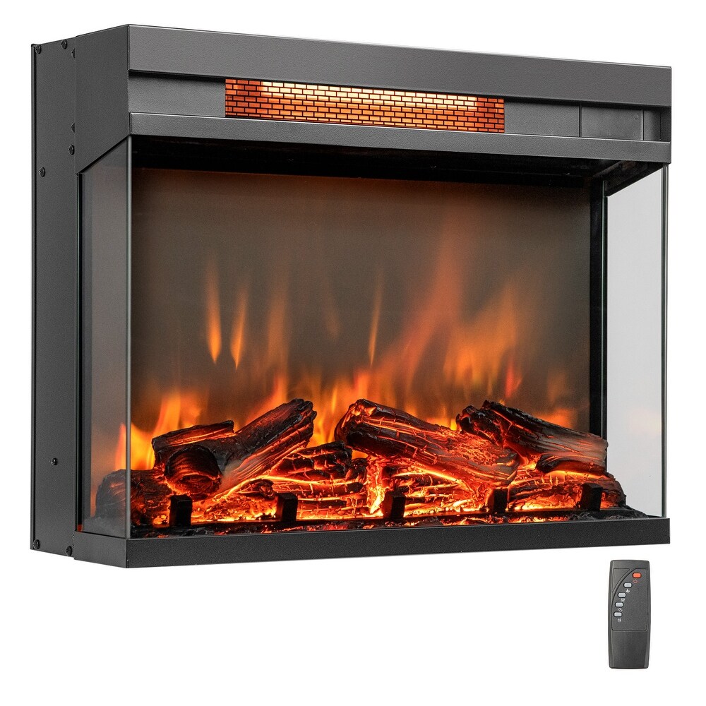 23 inch 3 Sided Electric Fireplace Insert with Remote Control Black   22.8\