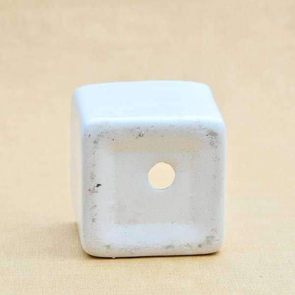 3.3 inch (8 cm) Square Box Ceramic Pot (White) (set of 2)