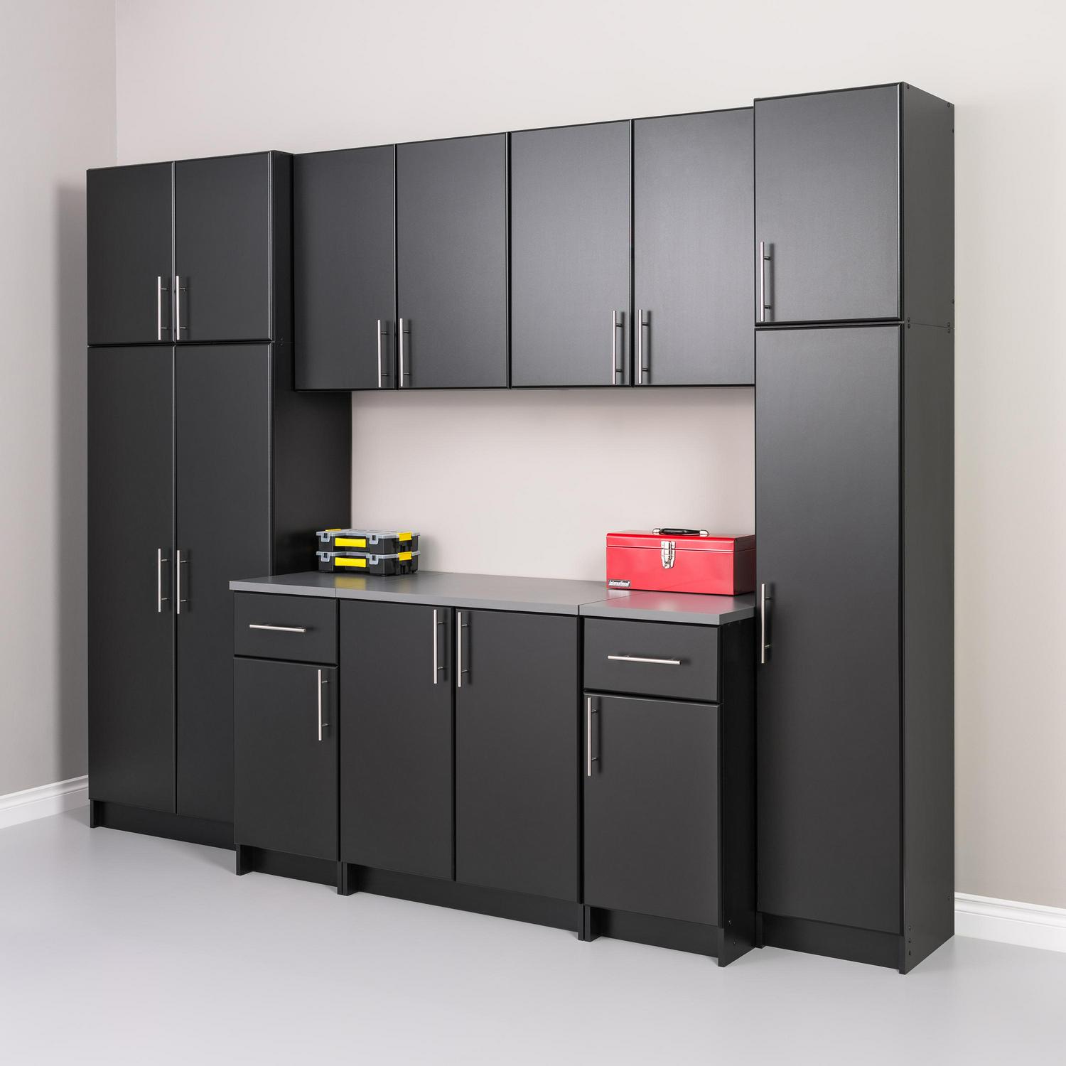 Prepac 1-Shelf Stackable Wall Cabinet， Black