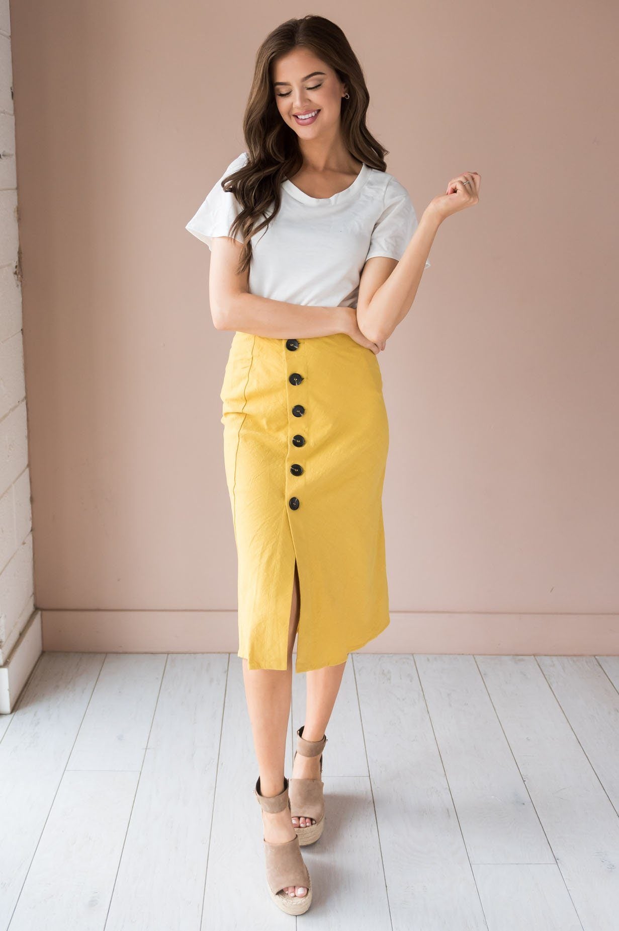 Fall Breeze Modest Button Down Skirt