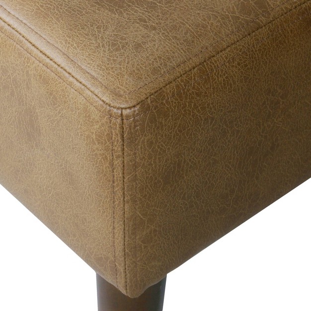 Tufted Coffee Table Ottoman Faux Leather Light Brown Homepop