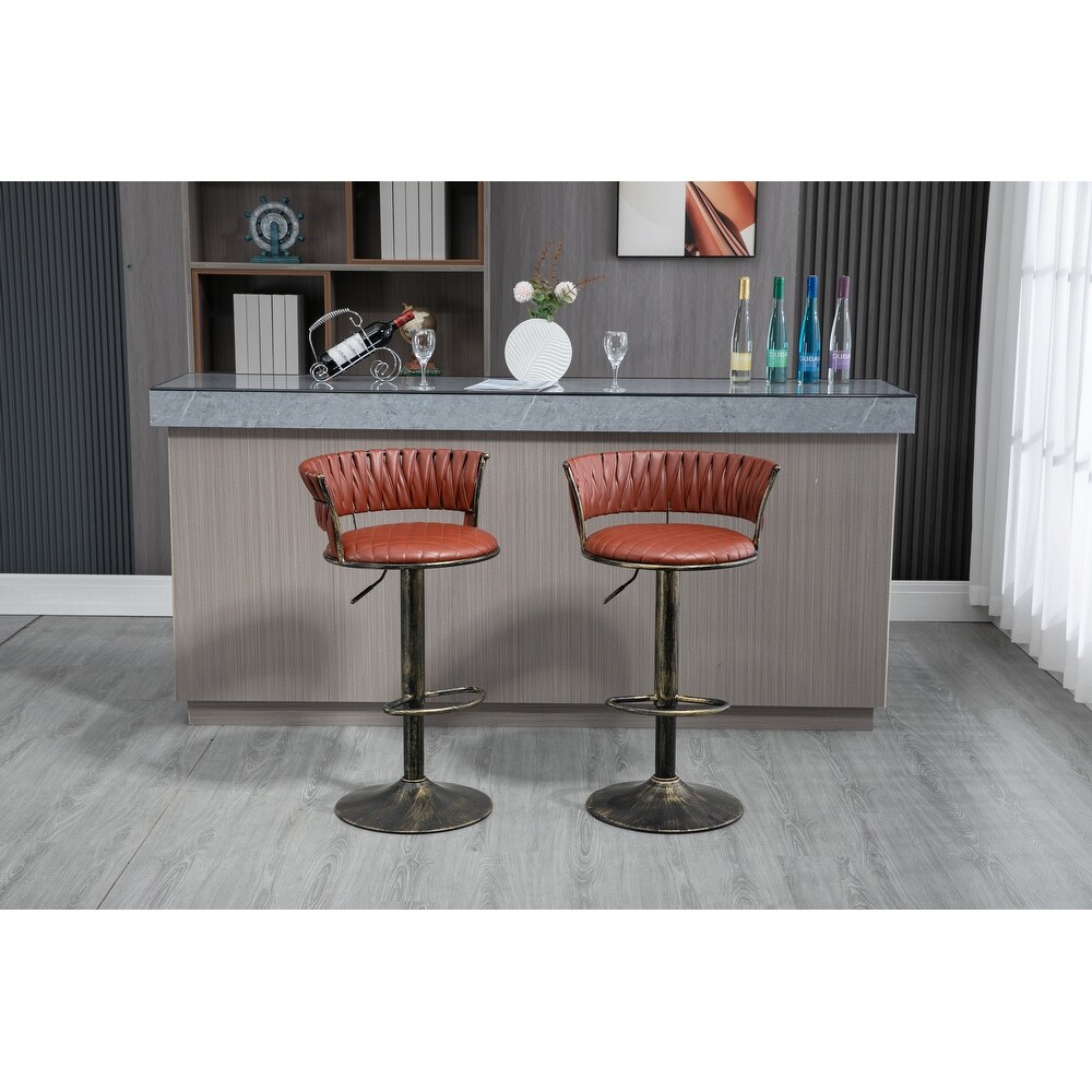 Swivel Bar Stools Set of 2 Adjustable Counter Height Chairs with Footrest for Kitchen  Dining Room 2PC/SET