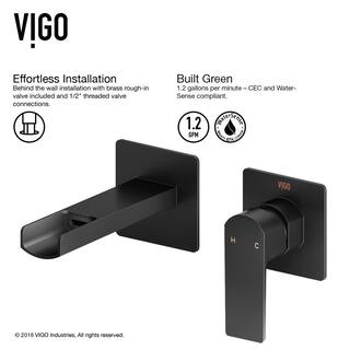 VIGO Atticus Single Handle Wall Mount Bathroom Faucet in Matte Black VG05005MB