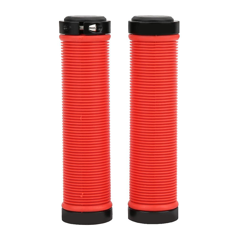 1 Pair Plastic Bicycle Cycling Handle Bar Anti-slip Grips Lock On Mountain Bike Handlebar Gripred