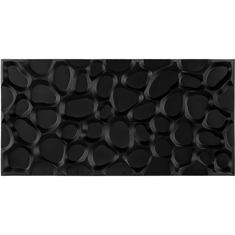 Art3dwallpanels Stone Black 3D PVC Wall Panels 47.24 in. x 23.6 in. Decorative Wall Tile for Living Room ( 46.3 sq. ft.Box) A10hd052BK