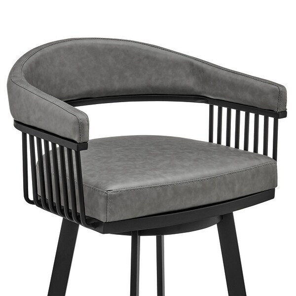 Bronson Modern Swivel Counter/Bar Stool in Faux Leather and Metal