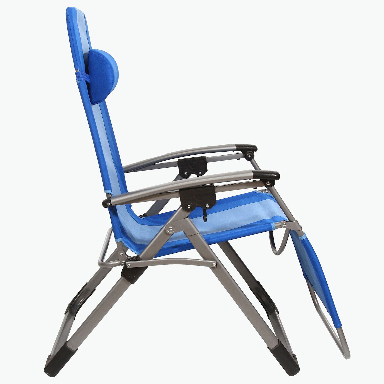 Kamp-Rite Outdoor Folding Reclining Zero Gravity Chair w/Headrest Pillow， Blue