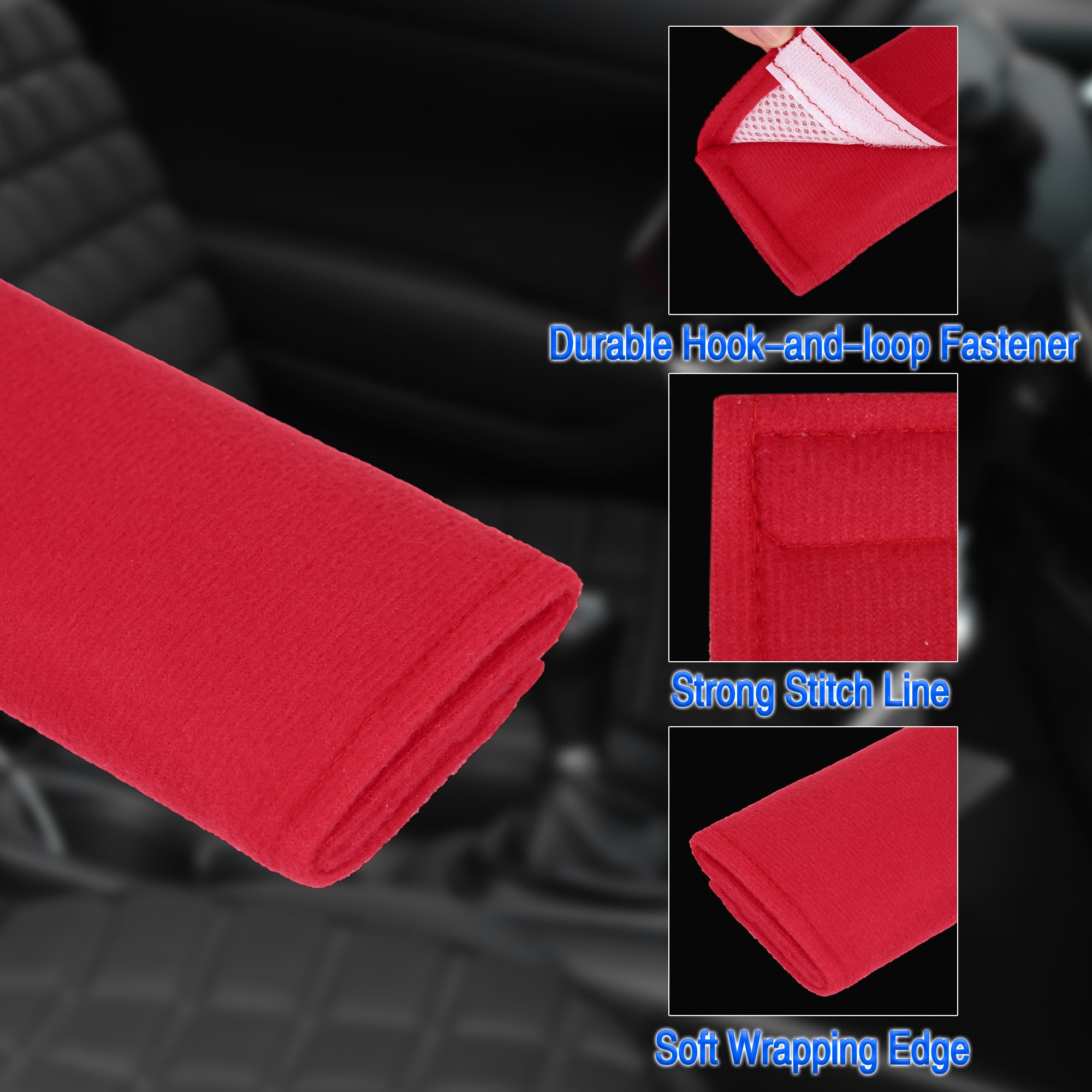 Unique Bargains Universal Red Car Safety Seat Belt Pads Cover with Soft Polyester Fiber Auto Seatbelt Shoulder Pad 4 Pcs