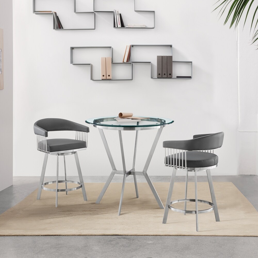 Naomi and Chelsea Counter Height Dining Set in Grey Faux Leather