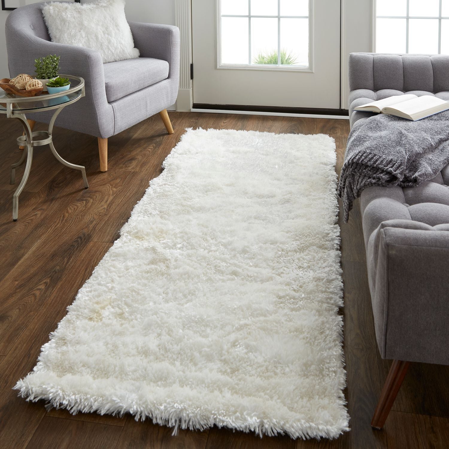 Kelim Hand Tufted Pearl White Rug by BD Fine