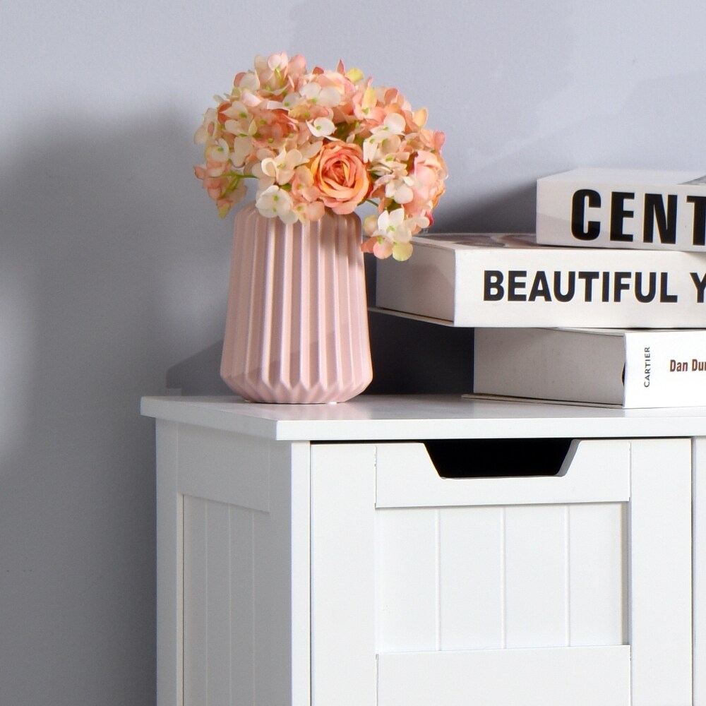 White Bathroom Storage Cabinet  Floor Cabinet with Adjustable Shelf and Drawers