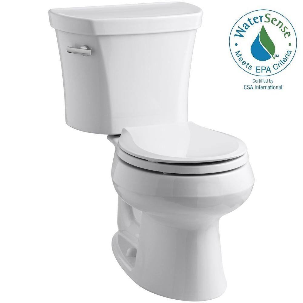 KOHLER Wellworth 14 in. Rough-In 2-Piece 1.28 GPF Single Flush Round Toilet in White K-3947-0