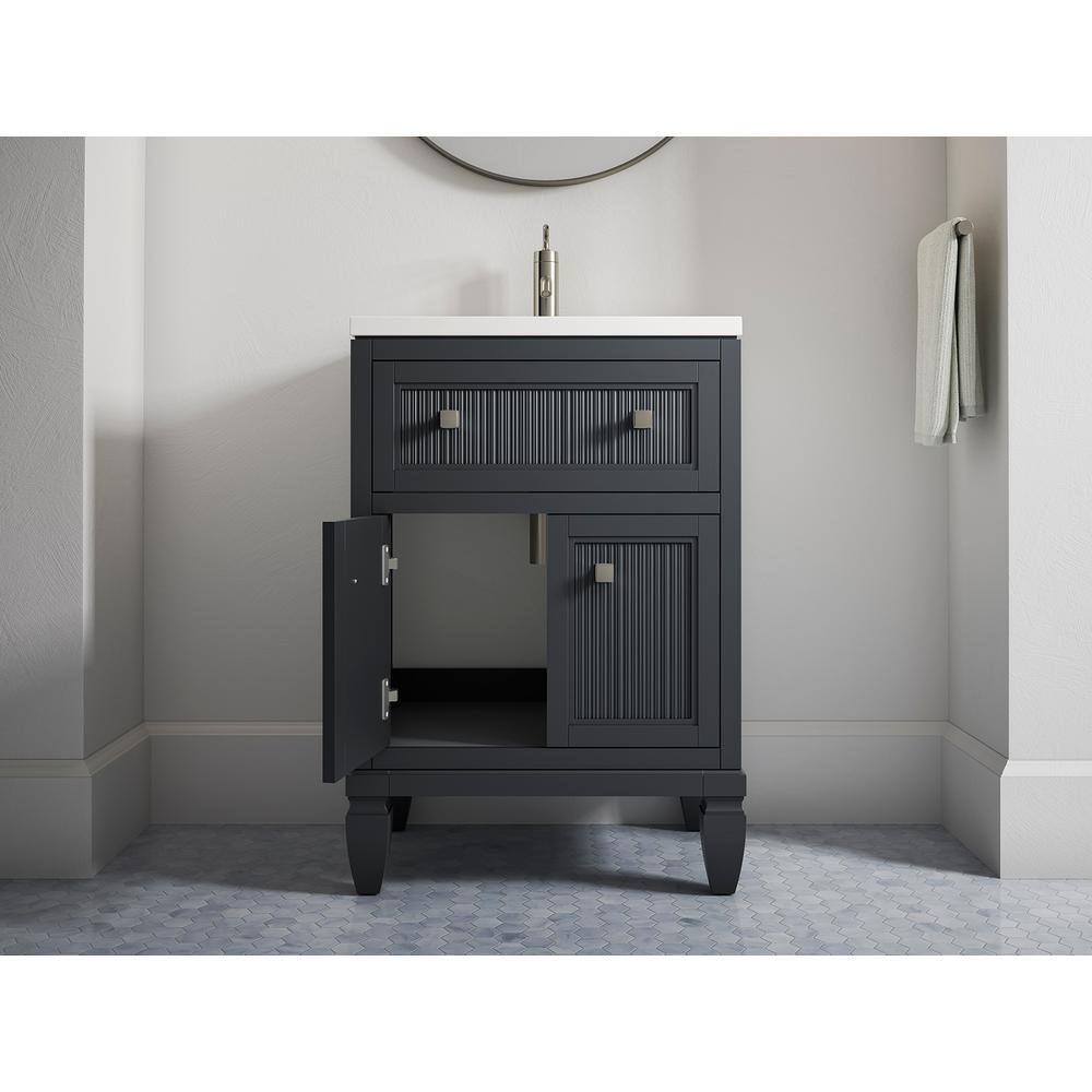 KOHLER Hearthaven 24.5625 in. W x 18.0625 in. D x 35.8125 in. H Bathroom Vanity in Slate Grey with Quartz Top K-33535-ASB-1WX