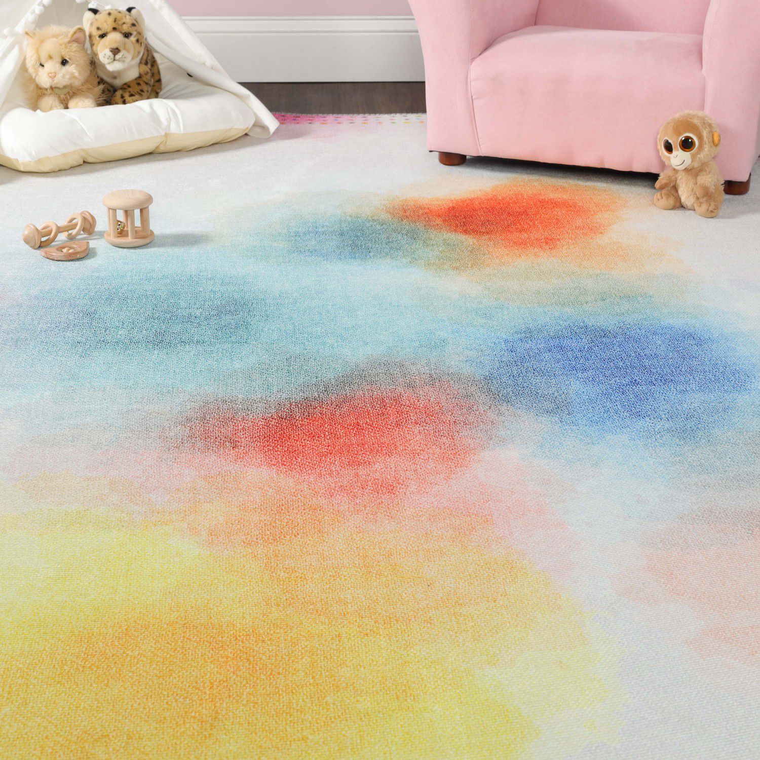 Superior Watercolor Abstract Anti-Slip Area Rug