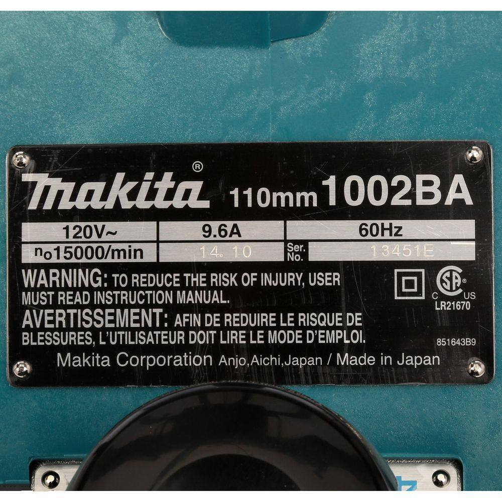 Makita 9.6 Amp 4-38 in. Corded Curved Base Corded Planer with (2) Blades 1002BA