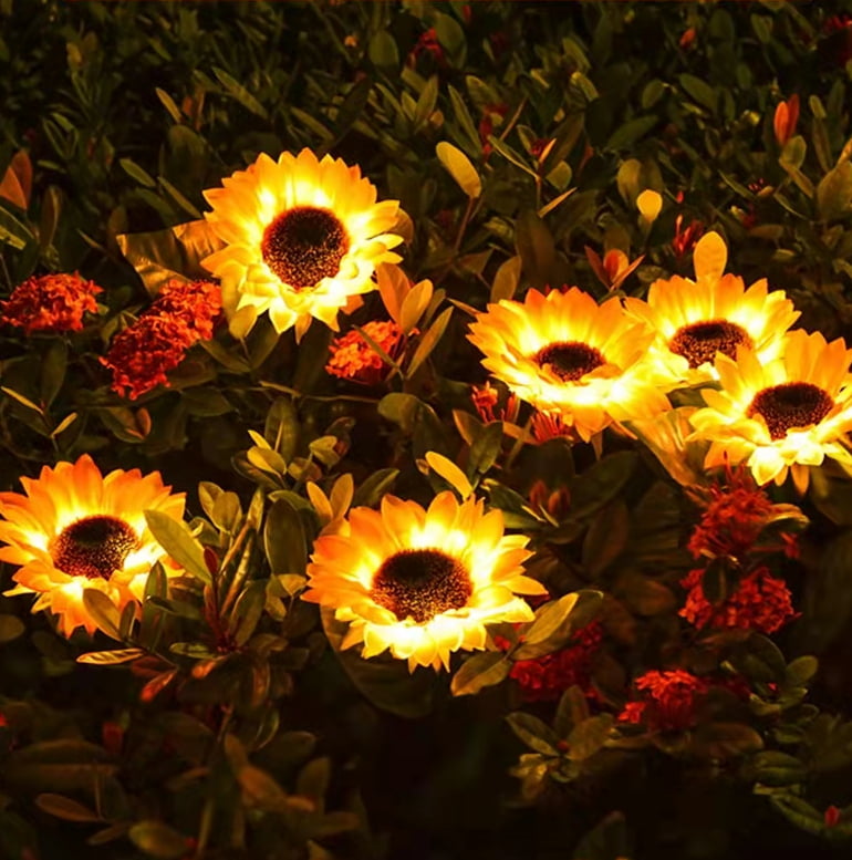 2PCS Solar Garden Stake Lights Led Sunflower Lights For Lawn Garden Decor