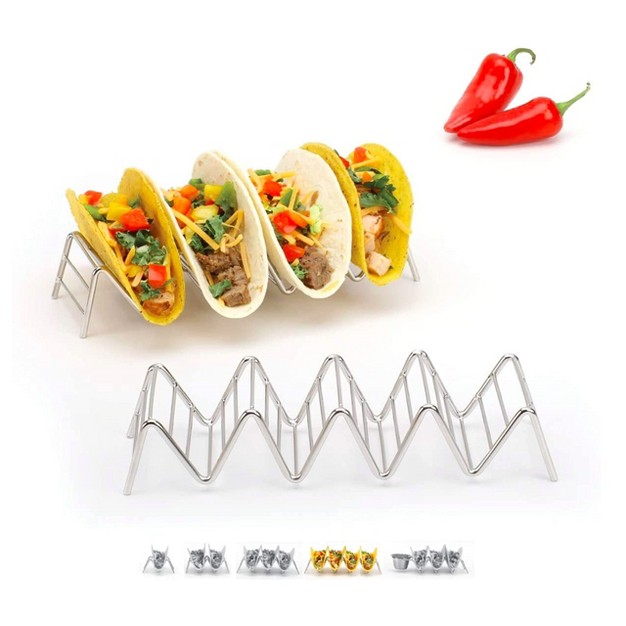 2 Lb Depot Stainless Steel Stackable Taco Holders Holds 4 Or 5 Hard Or Soft Tacos Set Of 2