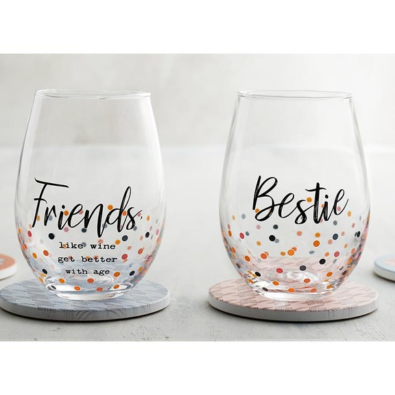 Drinkware L1028 Stemless Wine Glass   Friends  Win...