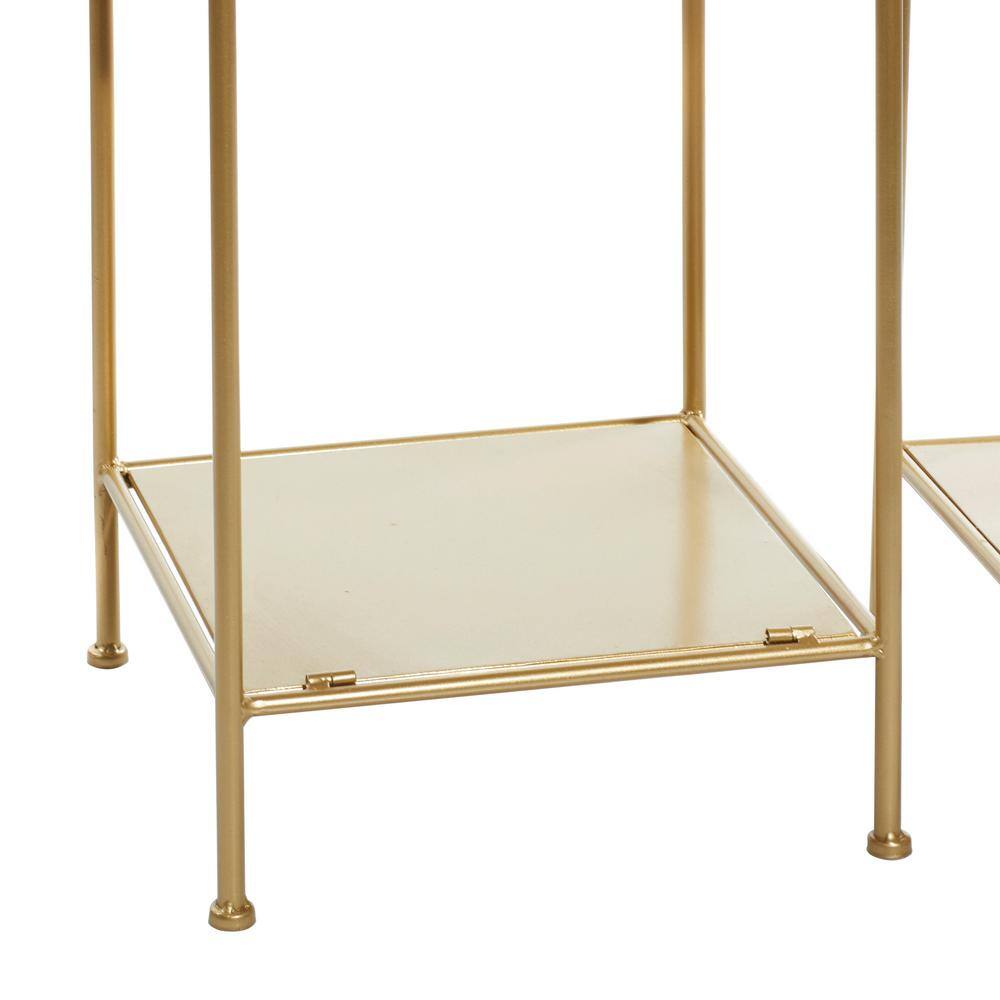 Litton Lane 74 in. Gold Contemporary Metal 4 Shelf Shelving Unit (Set of 2) 46038