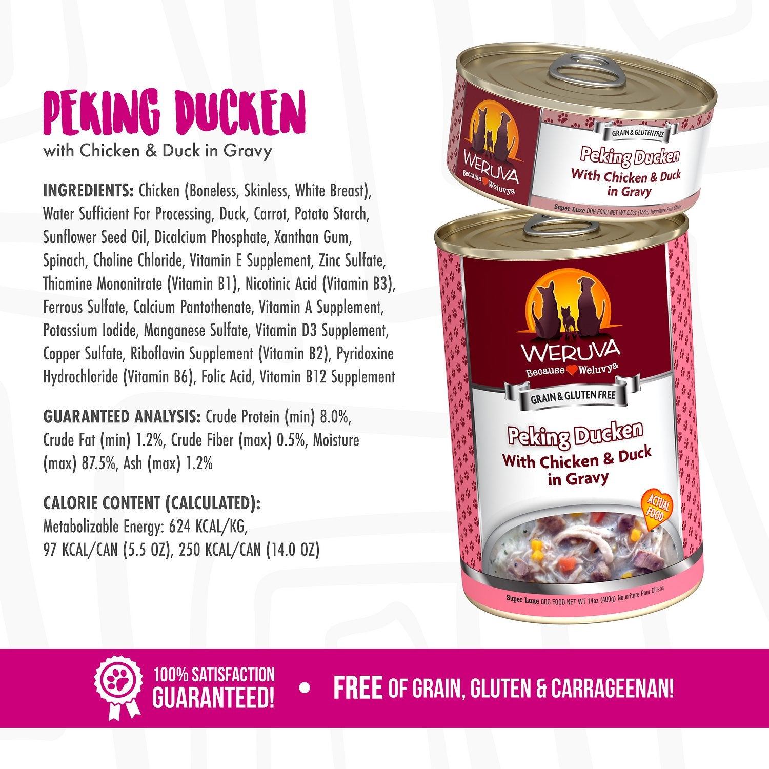 Weruva Peking Ducken With Chicken and Duck In Gravy Grain Free Wet Dog F