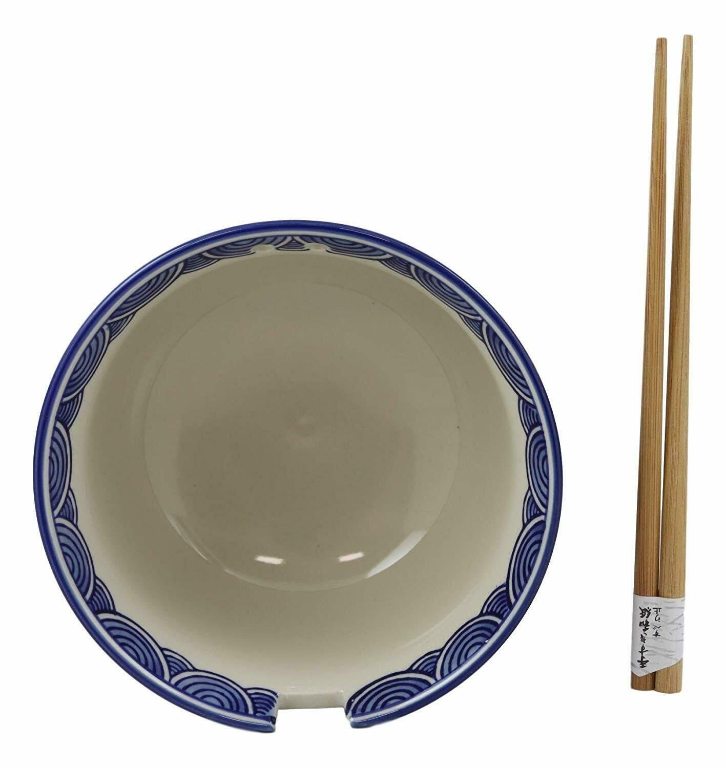 1 Ming Style Feng Shui Koi Fish 6D Pho Ramen Soup Rice Bowl With Chopsticks Set EBR02