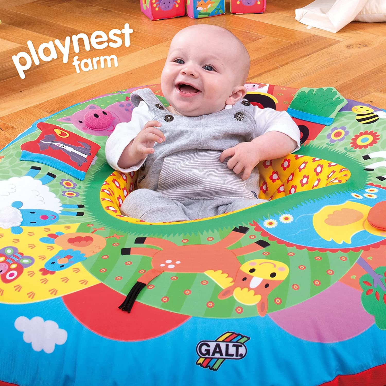 Galt Toys， Playnest - Farm， Baby Activity Center and Floor Seat， Multi color