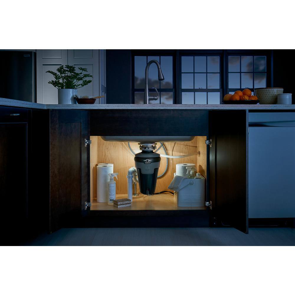 MOEN Chef Series 1-HP Continuous Feed Garbage Disposal with Integrated Lighting and Sound Reduction EXL100C