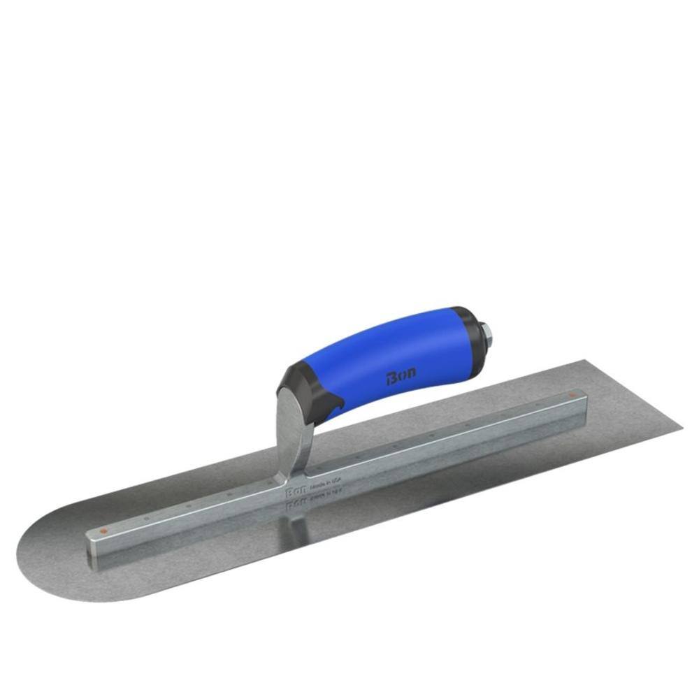 Bon Tool 20 in. x 4 in. Carbon Steel SquareRound End Finish Trowel with Comfort Wave Handle 67-263