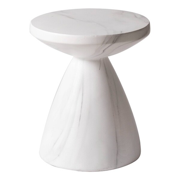 Modern Round Side Table Fiberstone Accent Table with Pedestal Base Dune Series by LeisureMod