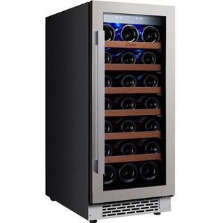 Ca'Lefort 15 in. Single Zone 33-Bottles Built-In Wine Cooler Refrigerator Fast Cooling Compressor Fridge Frost-Free Touch Panel CLF-WS15-HD