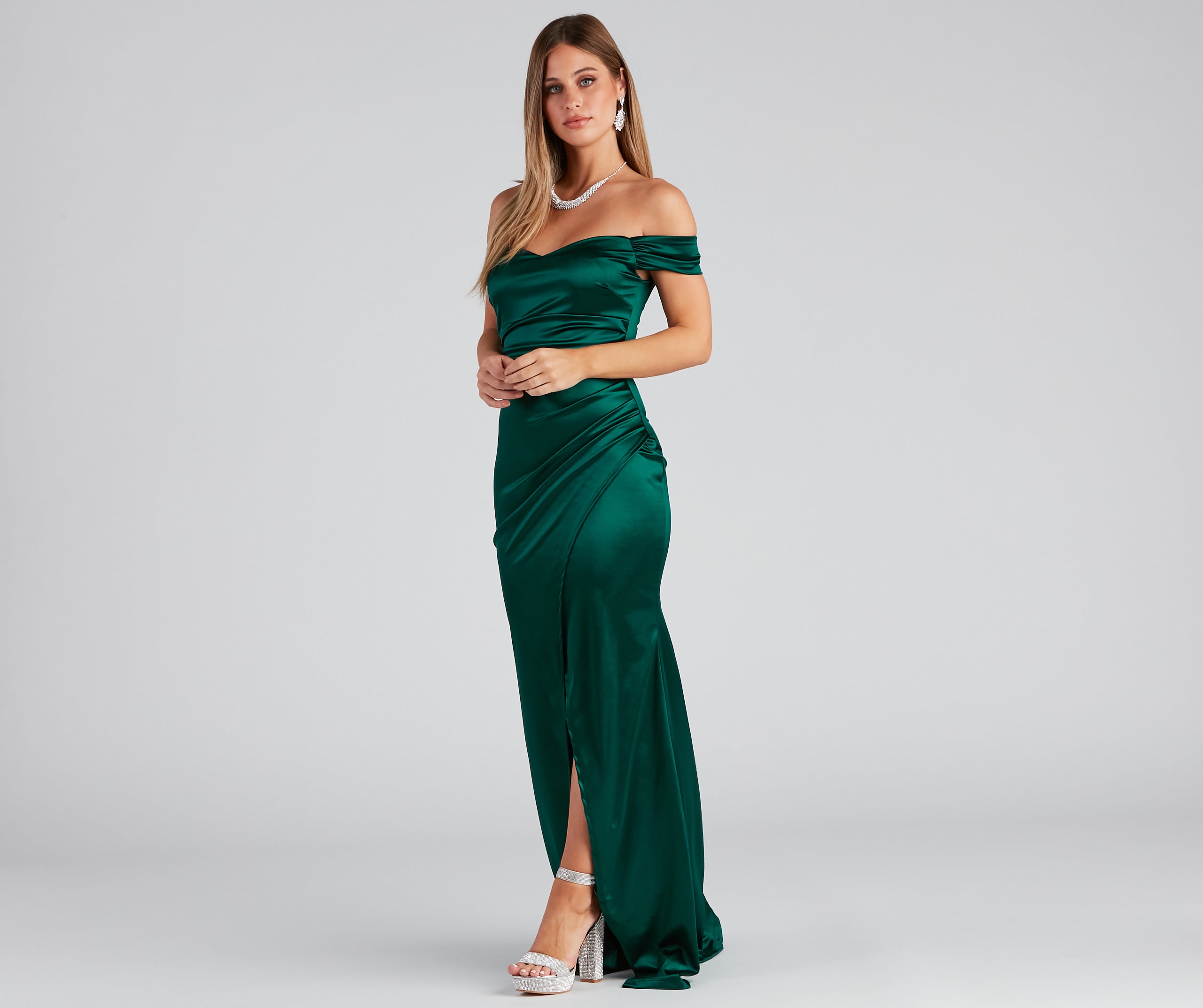 Valencia Formal Off-The-Shoulder Wrap Dress