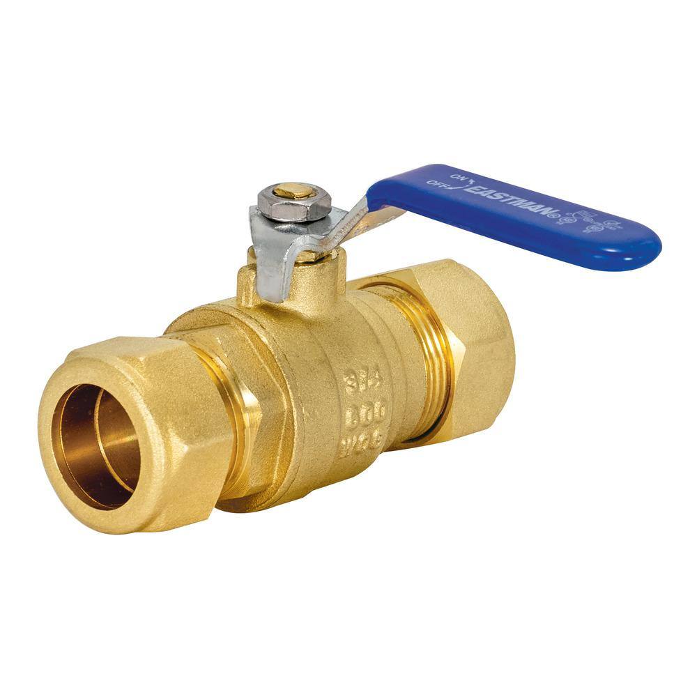 EASTMAN 34 in. Compression x 34 in. Compression Brass Full Port Compression Ball Valve 20097LF