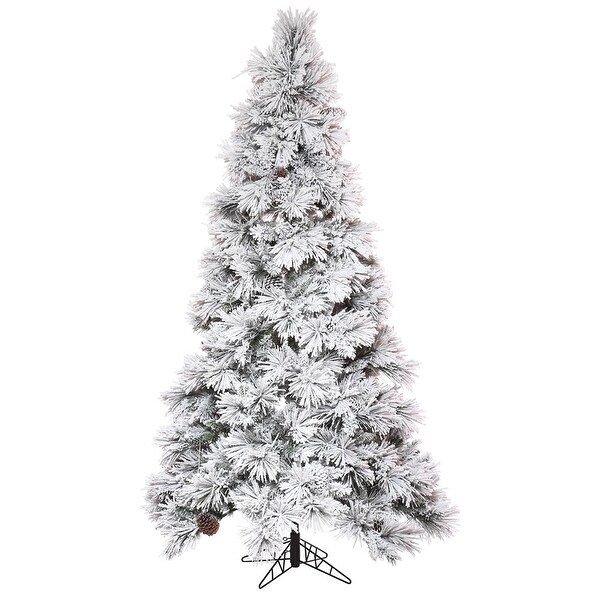 Vickerman 7.5' x 49 Flocked Atka Slim Artificial Christmas Tree，Unlit