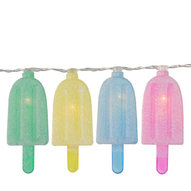 Northlight 10ct Battery Operated Ice Pop Summer Led String Lights Warm White 4 5 x27 Clear Wire