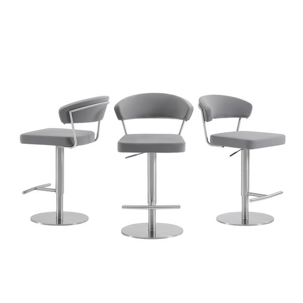 FAIRMONT bar stool with brushed stainless steel base.