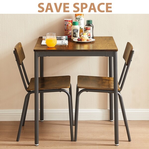 3-Piece Dining Table Set with Ergonomic Curved Seat and Backrest