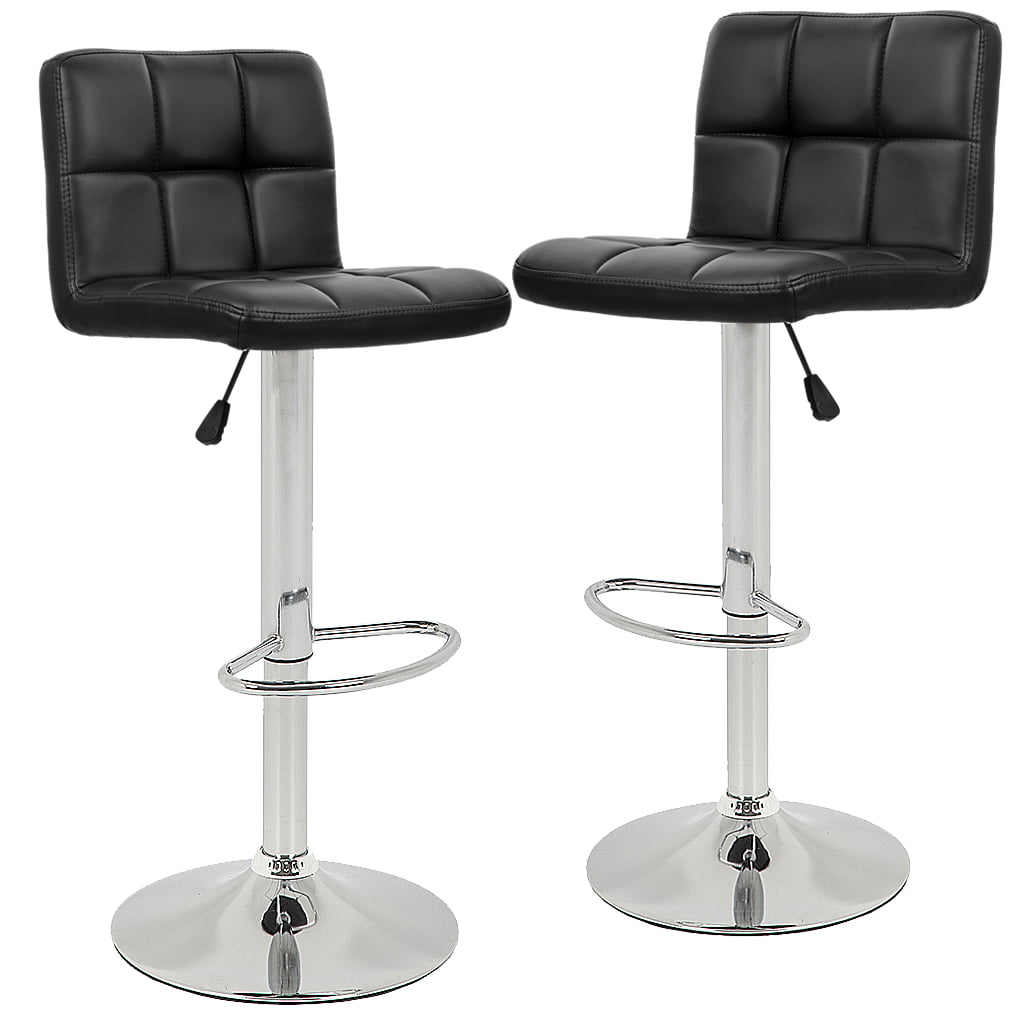 FDW Bar Stool with Swivel and Adjustable Height， Black， Set of 2