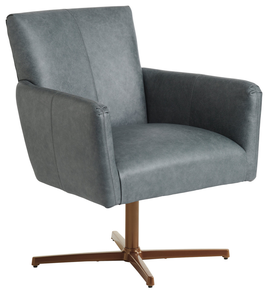 Brooks Leather Swivel Chair Calais Brass   Contemporary   Armchairs And Accent Chairs   by Lexington Home Brands  Houzz