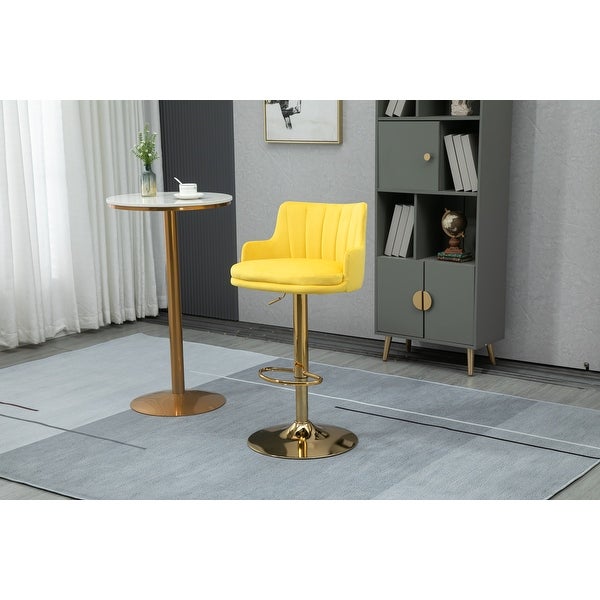 Modern Swivel Barstools with Footrest Velvet Adjustable Height Bar Chairs