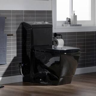 WOODBRIDGE Modern 1-Piece 1.01.6 GPF Dual Flush Elongated Toilet in Black B0921