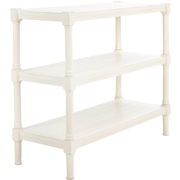 Rafiki 3 Shelf Console Table Distressed White Safavieh