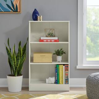 StyleWell 43 in. Off White 3-Shelf Basic Bookcase with Adjustable Shelves HS202006-33WTE