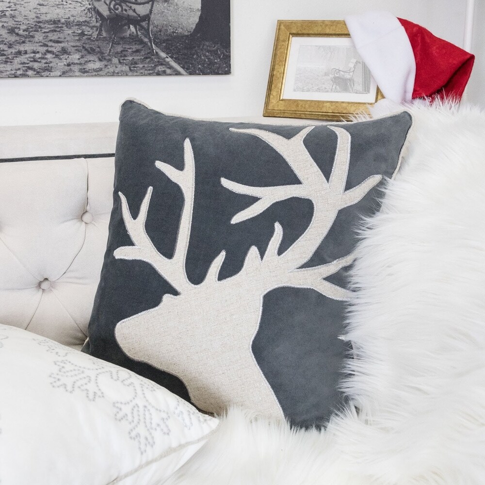 Homey Cozy Christmas Reindeer Throw Pillow Cover   Insert