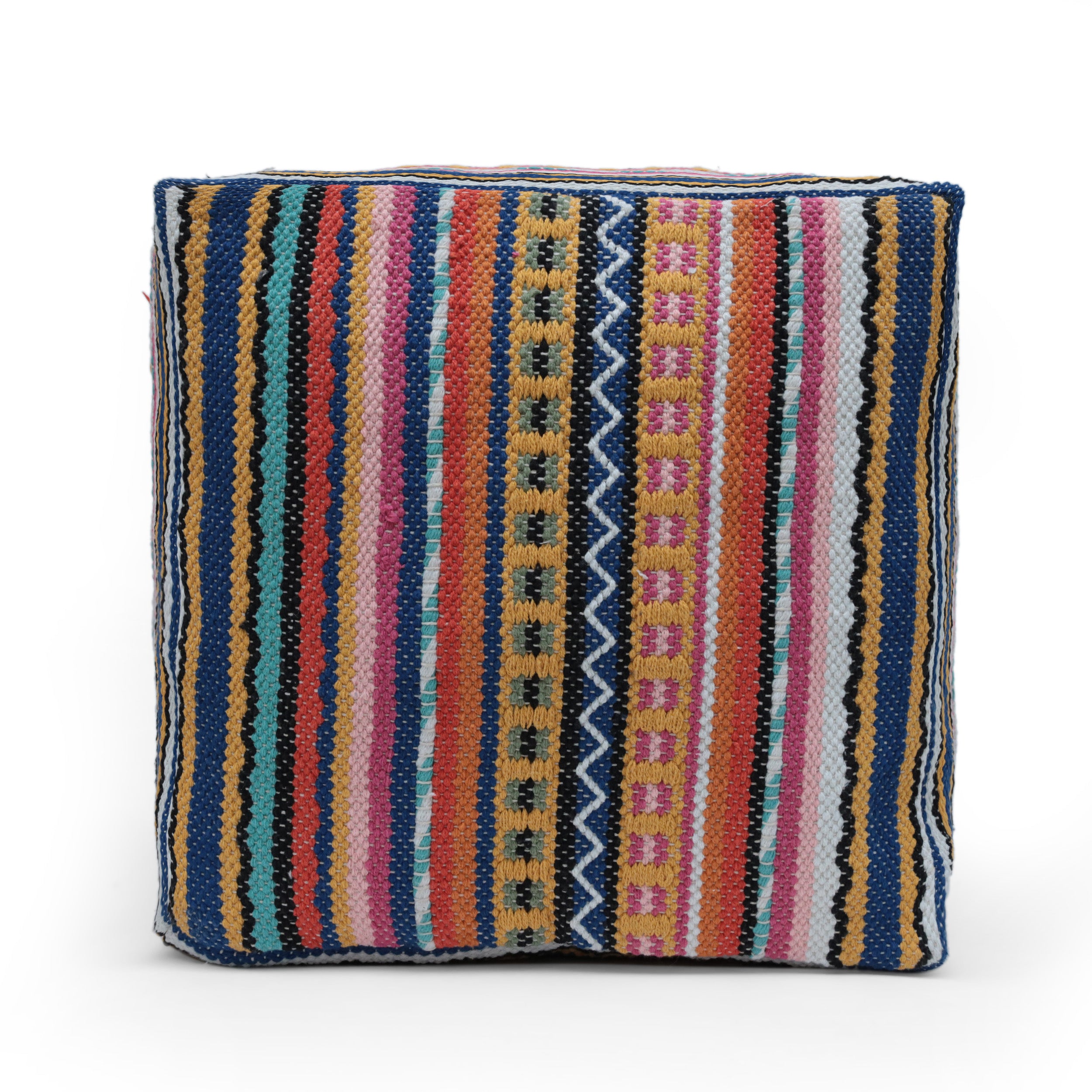 Hilliard Boho Handcrafted Peruvian Print Cube Pouf