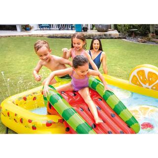 Intex Fun'N Fruity 96 in. x 75 in. x 36 in. Outdoor Inflatable Kiddie Pool and Play Center with Slide 57158EP